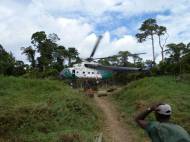 Flying 30 tons of building materials into the forest.