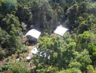 The station from the air - low impact construction in pristine forest.