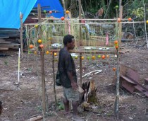 Sacrifice to the forest spirits during the construction of the station, making sure the station will meet with their approval.