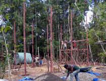 Construction site in the rainforest – erecting the first building.