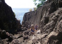 Erosion in freshly deposited volcanic ash.