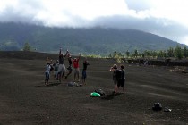 Enjoying themselves on ash fields of the Manam volcano.