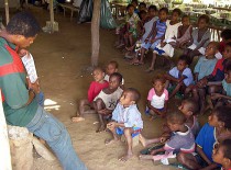 Paraecologists Maling Rimandai as an ad hoc teacher in provisionary elementary school in Wanang.